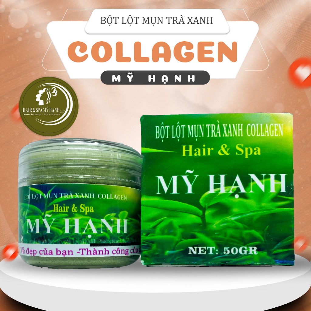 Bột lột mụn trà xanh collagen Mỹ Hạnh ,làm sạch mụn cám mụn đầu đen ,chất bả nhờn ,50g