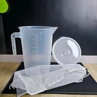 Ca đong 5Lit, 3500ml nhựa dày đẹp + túi lọc trà 40×40cm vải cước có dây rút, dùng ủ trà, pha trà, làm bánh
