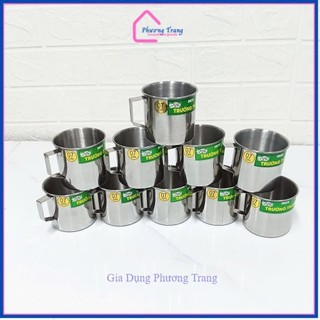 COMBO 10 Ly uống nước inox an toàn, loại dày, tiện lợi, ca làm đá có quai Trường Thành nhiều kích thước - Phương Trang