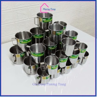COMBO 10 Ly uống nước inox an toàn, loại dày, tiện lợi, ca làm đá có quai Trường Thành nhiều kích thước - Phương Trang