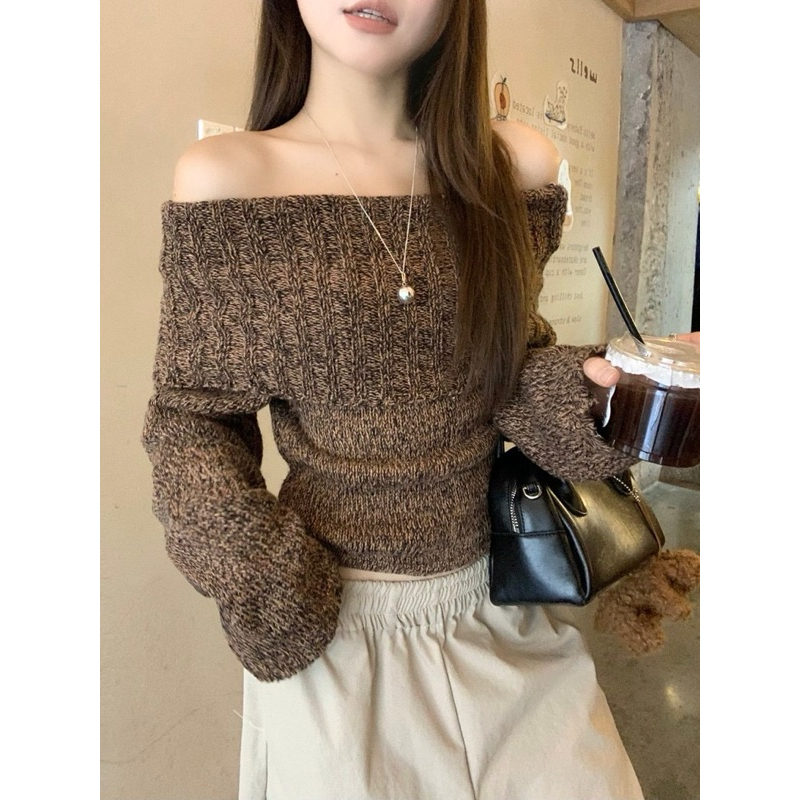 M.H STYLE ORDER SẢN PHẨM KHÔNG CÓ SẴN 10-15 NGÀY VỀ ĐẾN TAY áo chễ vai len dệt kim nâu