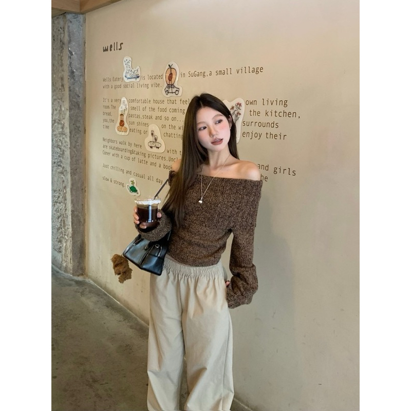 M.H STYLE ORDER SẢN PHẨM KHÔNG CÓ SẴN 10-15 NGÀY VỀ ĐẾN TAY áo chễ vai len dệt kim nâu