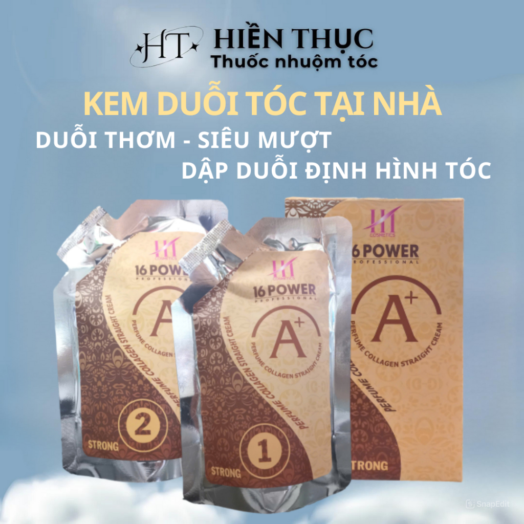 Kem duỗi tóc tại nhà 16 Power 200ml - Duỗi thơm siêu mượt / Dập duỗi định hình tóc | Thuốc nhuộm tóc Hiền Thục