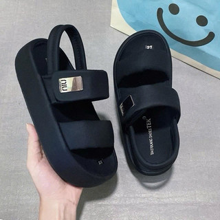 Giày Sandal Nữ IGU Hai Quai Xé Dán Cao 5cm, Dép Quai Hậu Nữ Phong Cách Hàn Quốc.