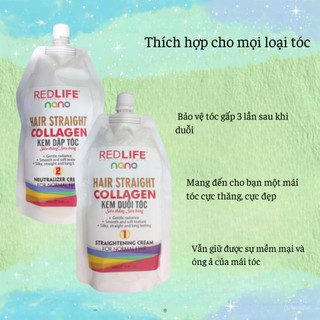 Kem Duỗi Tóc - Kem dập tóc tại nhà siêu thẳng siêu bóng REDLIFE NANO Collagen 500ml | Thuốc nhuộm tóc Kadola