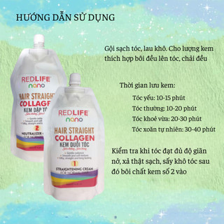 Kem Duỗi Tóc - Kem dập tóc tại nhà siêu thẳng siêu bóng REDLIFE NANO Collagen 500ml | Thuốc nhuộm tóc Kadola