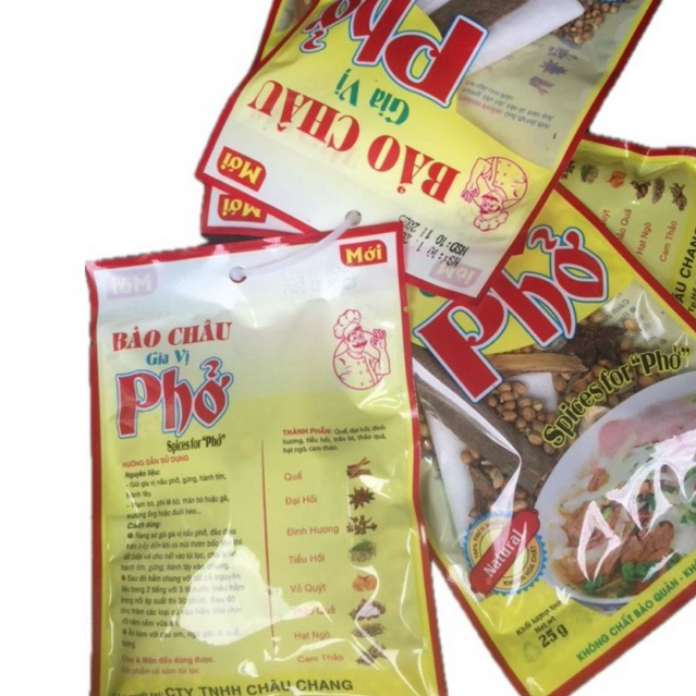 100 gói Gia vị phở Bảo Châu thảo dược 100% thiên nhiên thơm sạch có túi lọc 25g