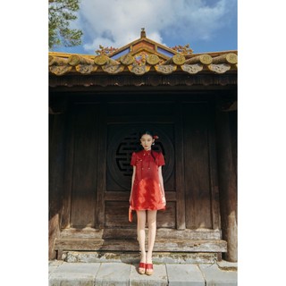 Đầm OLV babydoll tay phồng cổ tàu vừa trẻ trung vừa cổ điển Linh Đan phù hợp đi chơi lễ tết