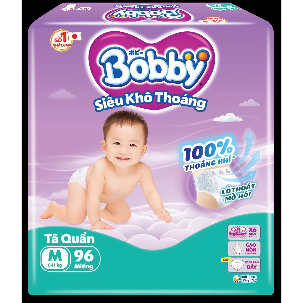 Hot-  Tã/Bỉm quần Bobby Siêu khô thoáng  siêu nhiều miếng đủ size M/L/XL/XXL