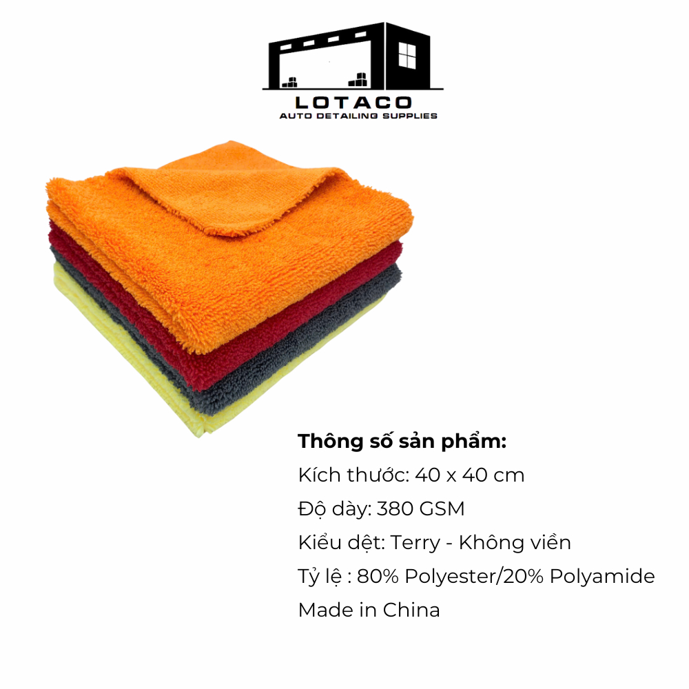 Khăn lau đa năng EDGELESS 380gsm không viền detailing cao cấp  LOTACO 40x40cm  - 100% Microfiber | BigBuy360 - bigbuy360.vn