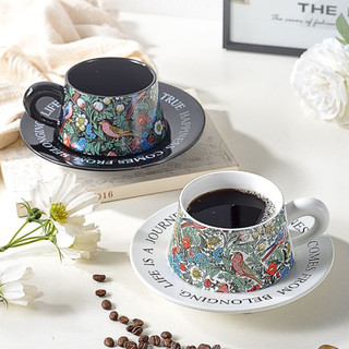 Bộ Cốc Đĩa Vintage Gốm Sứ Cao Cấp,Họa Tiết Hoa Cổ Điển Phong Cách Bắc Âu,Kèm Hộp Sang Trọng,Quà Tặng