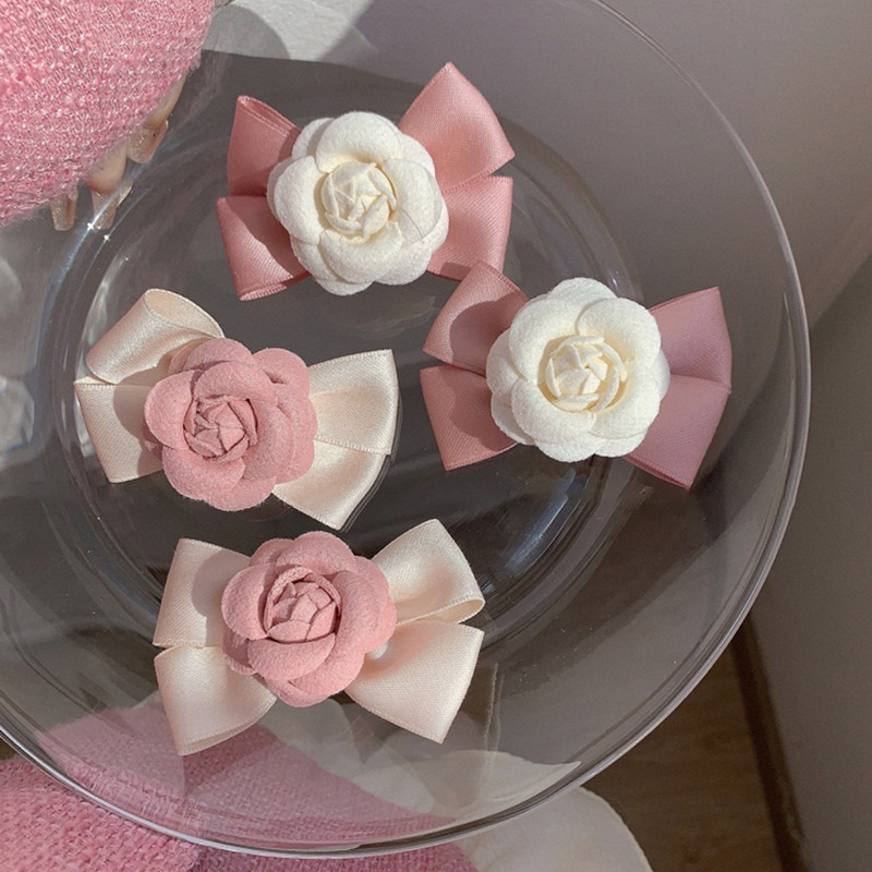 Be bé xinh xinh • [KEP108] Kẹp tóc nơ lụa hoa trà Luxe Baby cho bé handmade by Bebexinhxinh (bé tóc dày hoặc người lớn)