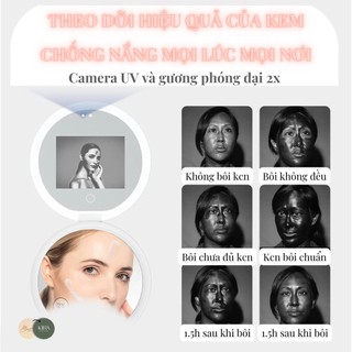 Gương cầm tay có camera UV công nghệ FENCHILIN soi kem chống nắng giúp theo dõi hiệu quả (TẶNG KÈM THẺ ĐO UV)