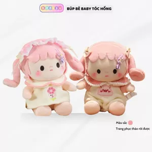 Búp bê bông cho bé dễ thương gấu bông búp bê bé ba tóc hồng quà tặng sang trọng cho bé