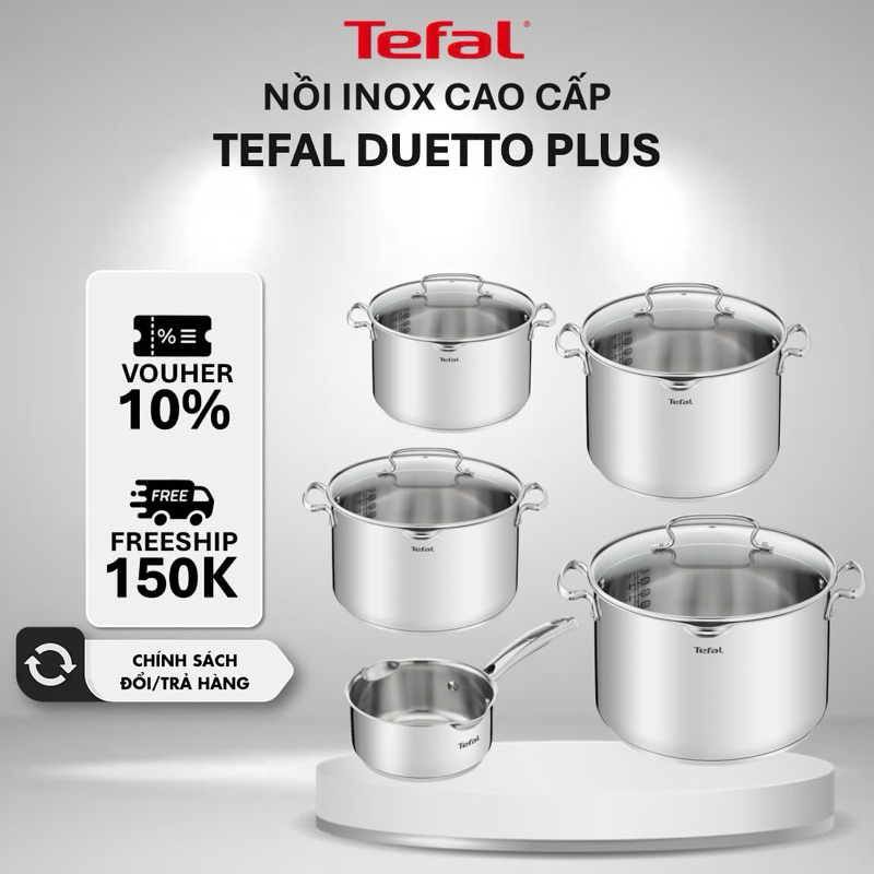 Nồi canh inox cao cấp 16cm/ 20cm/ 22cm/ 24cm/ 28cm Tefal Duetto Plus ...