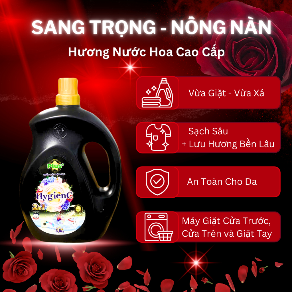 Ảnh Nước Giặt Xả HygienC Plus Can 3,6Kg/Can Hương Nước Hoa Đánh Bay Mọi Vết Bẩn 4