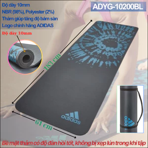 Thảm Tập Fitness, Yoga ADIDAS ADYG-10200BL Tie-Dye Cao su NBR Độ dày 10mm - Hàng Chính Hãng