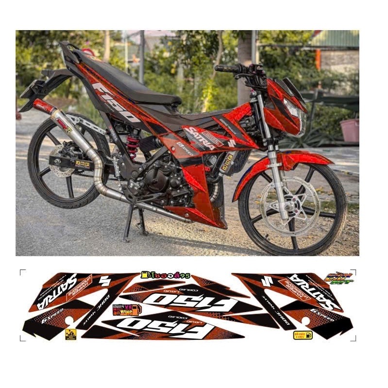 tem rời satria f150 cao cấp chất liệu in 3 lớp chống nước không phai màu thích hơp nền xanh hoặc đỏ