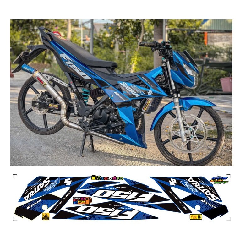 tem rời satria f150 cao cấp chất liệu in 3 lớp chống nước không phai màu thích hơp nền xanh hoặc đỏ