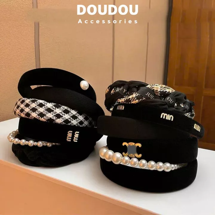 Băng đô cài tóc Doudou Cài tóc nhung Cài tóc nữ Bờm cài tóc Bờm tóc nữ Bờm nhung Cài