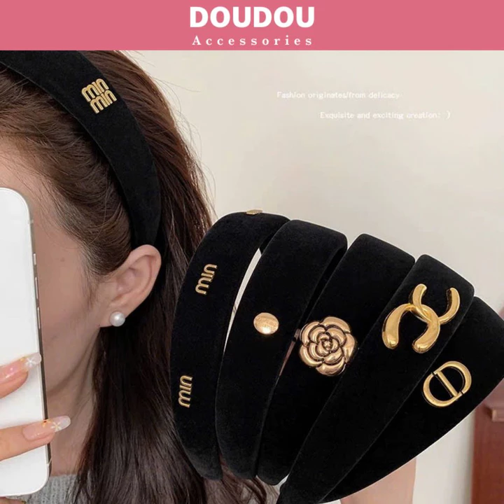 Băng đô cài tóc Doudou Cài tóc nhung Cài tóc nữ Bờm cài tóc Bờm tóc nữ Bờm nhung Cài