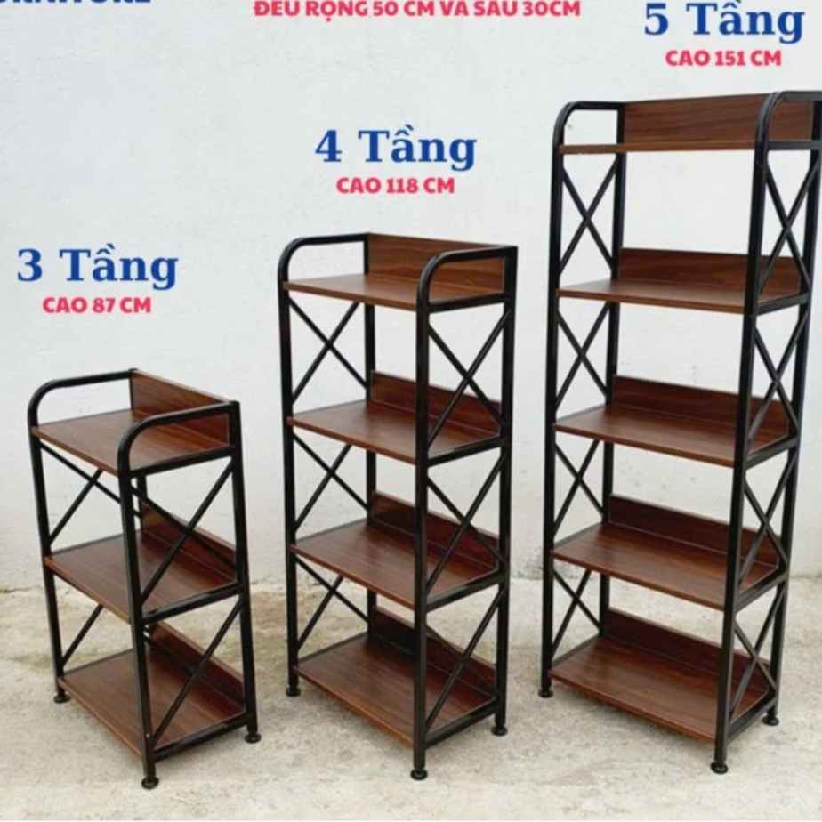 Kệ Đựng Đồ - Giá Để Đồ Nội Thất Nhà Bếp 3-4-5 Tầng Khung Sắt Sơn Tĩnh Điện Mặt Gỗ MDF Chắc Chắn