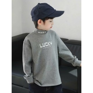 Áo giữ nhiệt cho bé trai , áo dài tay thu đông cổ 3 phân cho bé 17-45kg mẫu LUCKY, giữ ấm tốt