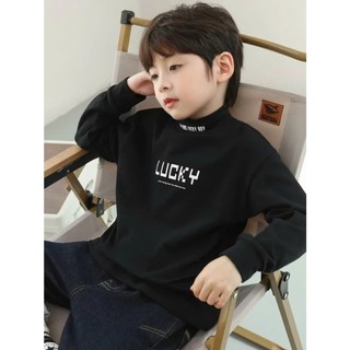 Áo giữ nhiệt cho bé trai , áo dài tay thu đông cổ 3 phân cho bé 17-45kg mẫu LUCKY, giữ ấm tốt