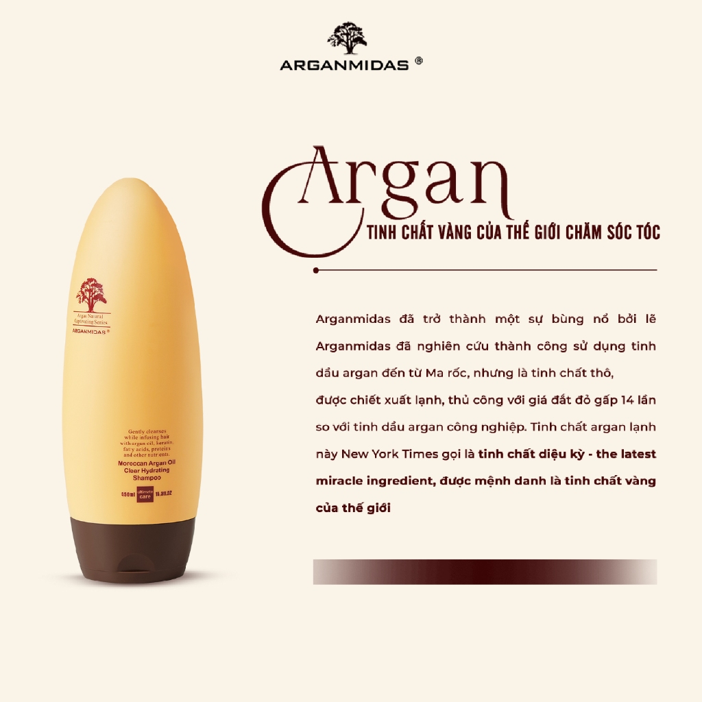 Ảnh Dầu gội dưỡng tóc phục hồi  Arganmidas Tinh Chất Moroccan Argan Oil Clear Hydrating Shampoo  - 450ml 2