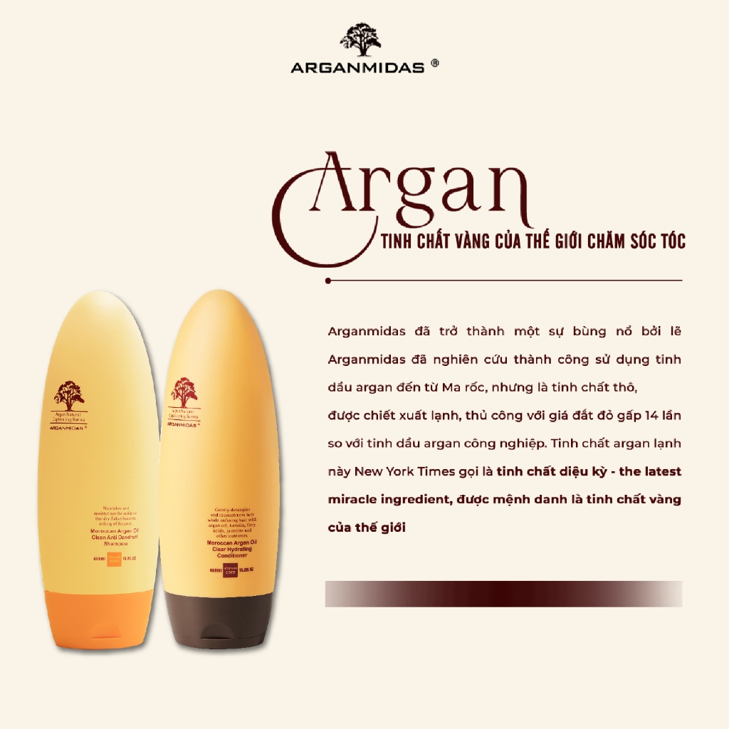 Ảnh Combo Dầu gội sạch gàu Arganmidas và xả siêu dưỡng ẩm Collagen Giảm rụng tóc, ngứa, chắc khỏe chân tóc 450ml 2