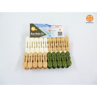 Set 20 Chiếc Kẹp Quần Áo Việt Nhật 2835, Kẹp Quần Áo Nhựa Việt Nhật, Vỉ 20 Chiếc Kẹp Phơi Đồ Hữu Ích