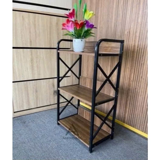 Kệ gỗ khung sắt để đồ trang trí nội thất chữ X 3/4/5 tầng Sắt sơn tĩnh điện, gỗ MDF cao cấp chịu