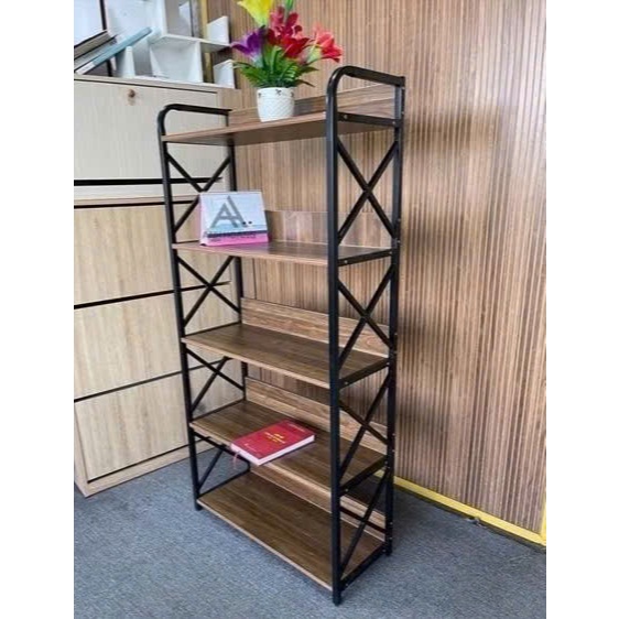 Kệ gỗ khung sắt để đồ trang trí nội thất chữ X 3/4/5 tầng Sắt sơn tĩnh điện, gỗ MDF cao cấp chịu