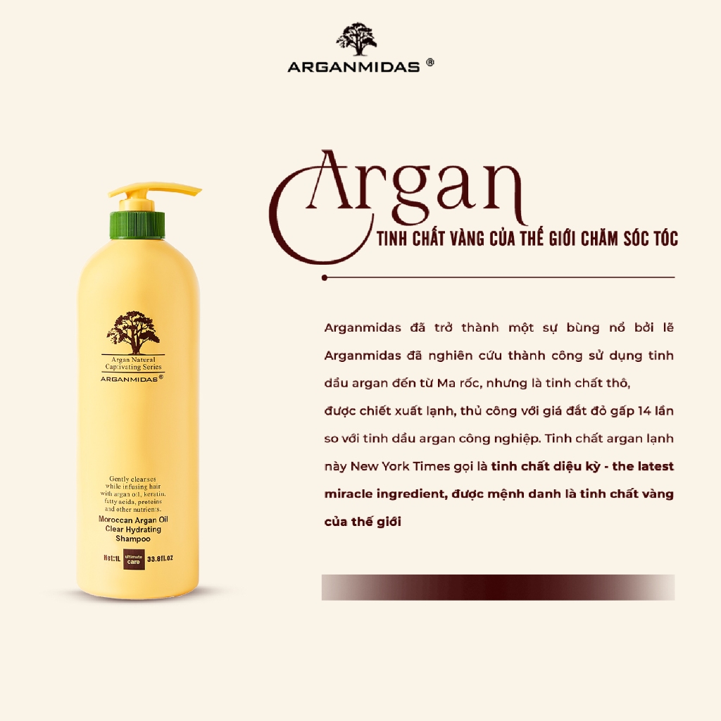 Ảnh Dầu gội siêu dưỡng ẩm Arganmidas Moroccan Argan Oil Clear Hydrating Shampoo  - 1000ml 2