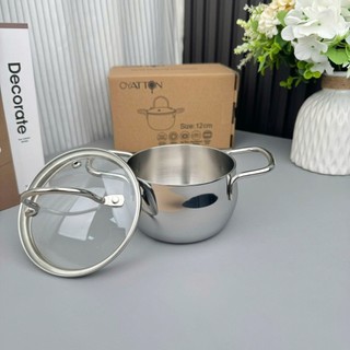Nồi canh inox sâu lòng Oyatton [171] mini 12/14cm 3 lớp nguyên khối, nồi chiên ngập dầu O172