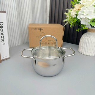 Nồi canh inox sâu lòng Oyatton [171] mini 12/14cm 3 lớp nguyên khối, nồi chiên ngập dầu O172