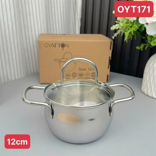 Nồi canh inox sâu lòng Oyatton [171] mini 12/14cm 3 lớp nguyên khối, nồi chiên ngập dầu O172