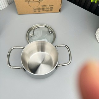 Nồi canh inox sâu lòng Oyatton [171] mini 12/14cm 3 lớp nguyên khối, nồi chiên ngập dầu O172