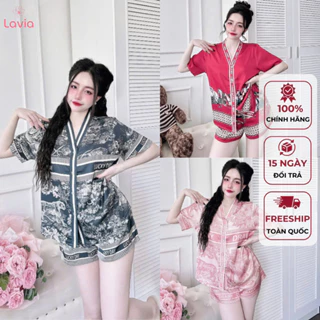 Bộ Pijama Lụa Latin Cao Cấp Sang Chảnh Lavia Chất Lụa Latin Hàng Loại 1 Siêu Mềm Mát Không Nhăn Áo Quần Cộc Bigsize P5