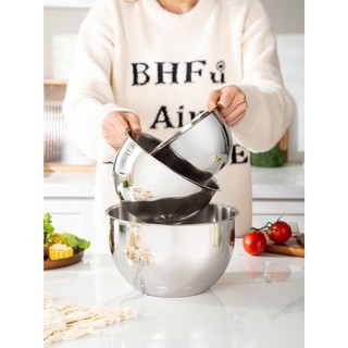 Set 3 tô trộn bột, salad Oyatton [188] inox 18/10 dày dặn, sáng bóng, chống ăn mòn 1.5/3/5 lít