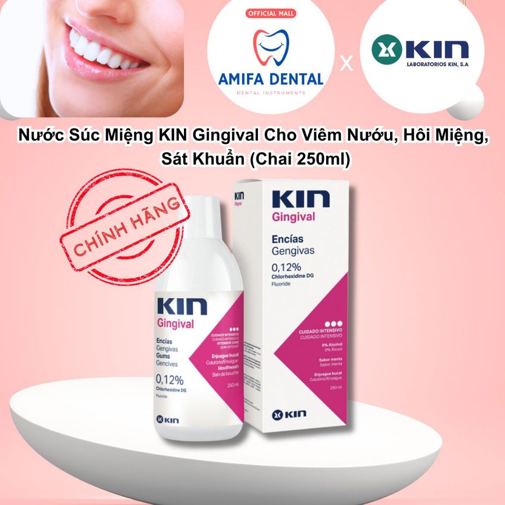 Nước Súc Miệng KIN Gingival 250ml Cho Viêm Lợi, Nha Chu, Diệt Khuẩn, Giảm Hôi Miệng, chính hãng KIN