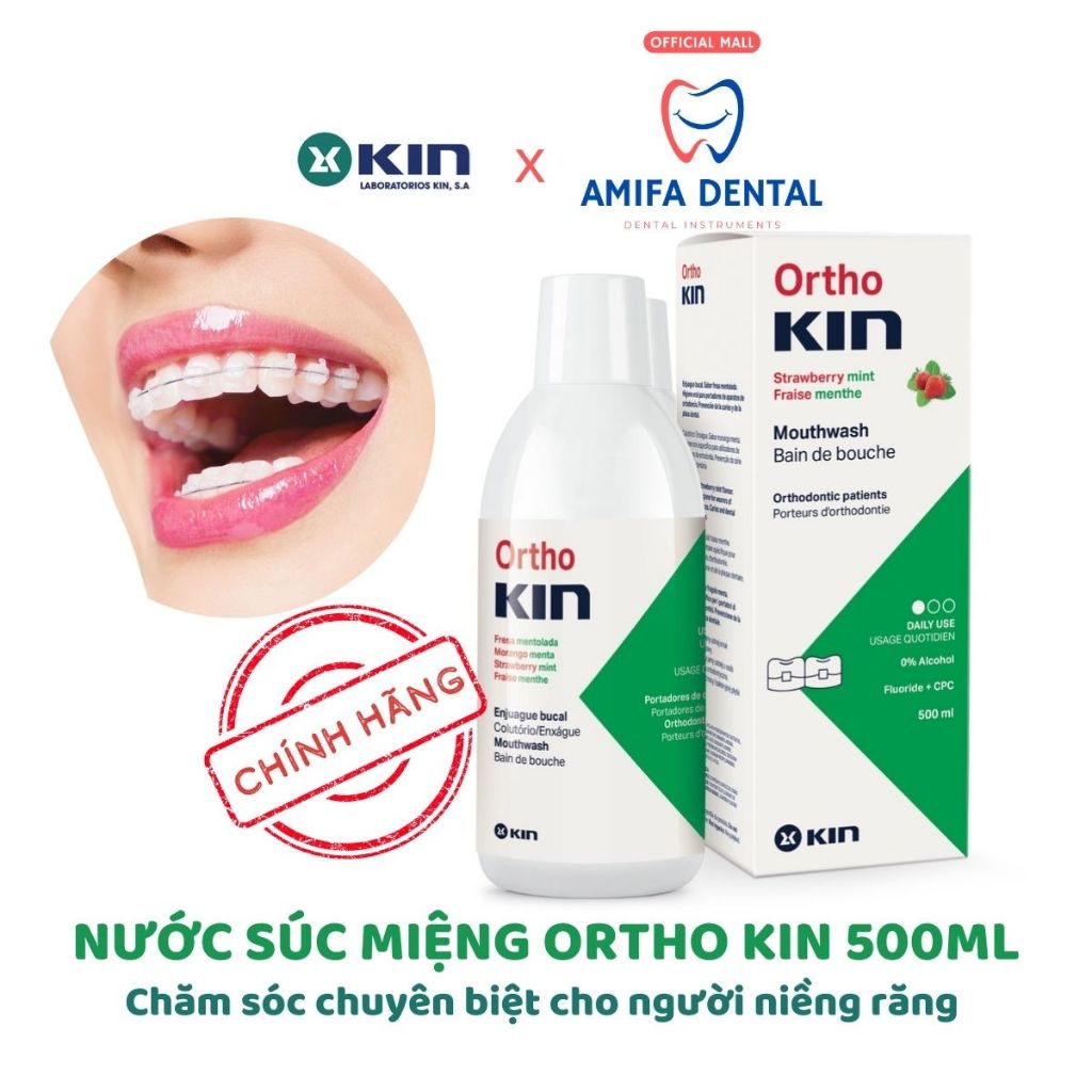 Combo Nước Súc Miệng Kem Đánh Răng Ortho Kin Cho Chỉnh Nha Niềng Răng, Viêm Lợi, Chính Hãng KIN