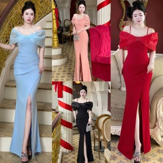 Đầm Dạ hội bẹt vai kết cườm tko