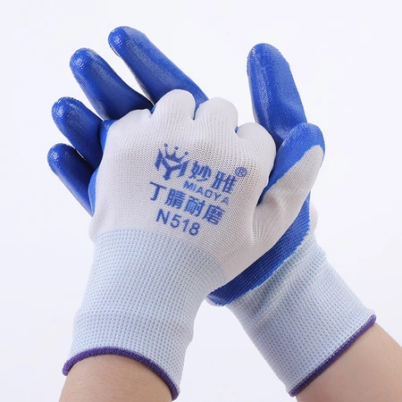 Găng tay bảo hộ phủ sơn xanh chống thấm, găng tay bảo hộ lao động bám dính tốt