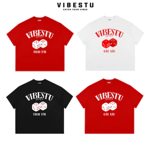 Áo Thun Local Brand VIBESTU " Trai Tài Gái Xĩu " Form Big Boxy Unisex 250Gsm Cotton