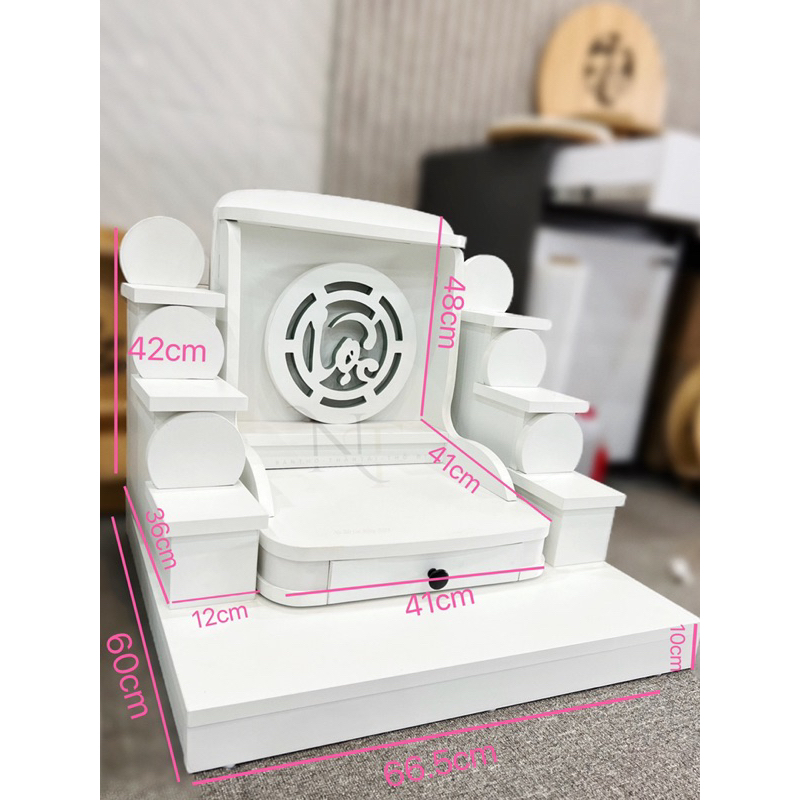 ( Có Đèn Led Sẵn  ) TRỌN BỘ BÀN THỜ THẦN TÀI THỔ ĐỊA CHỮ LỘC MÀU TRẮN