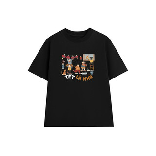 (TẾT LÀ NHÀ) Áo thun Tết chất cotton mềm mịn form rộng tay lỡ UNISEX OVERSIZE nam nữ