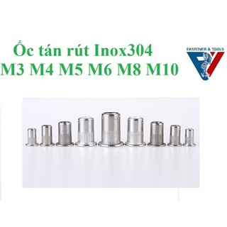 （INOX304)20 cái Ốc tán rút inox 304 M3, M4, M5, M6, M8, M10
