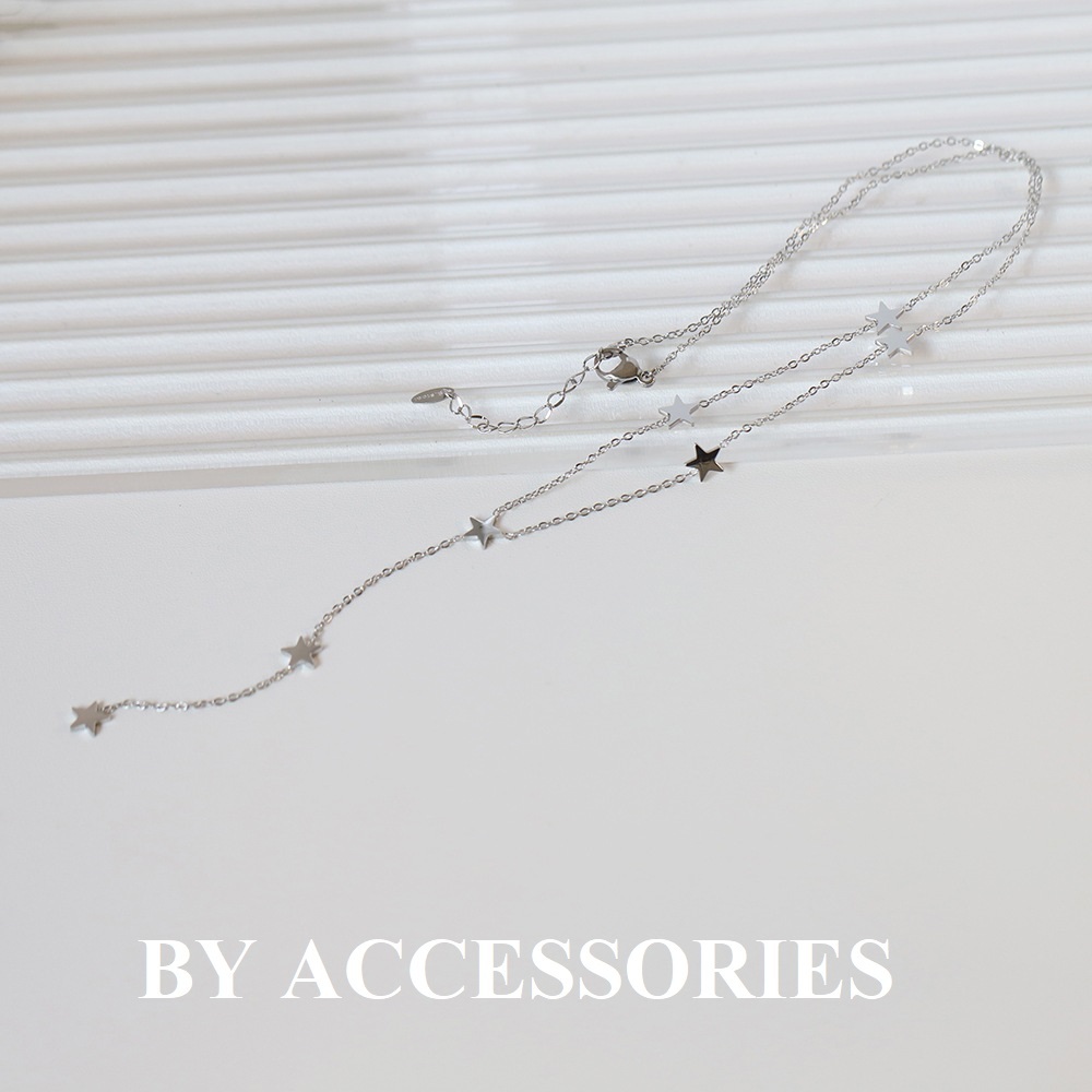 Dây chuyền nữ titan dáng chữ Y xích mảnh phối ngôi sao nhỏ xinh không gỉ WN24112 BY ACCESSORIES