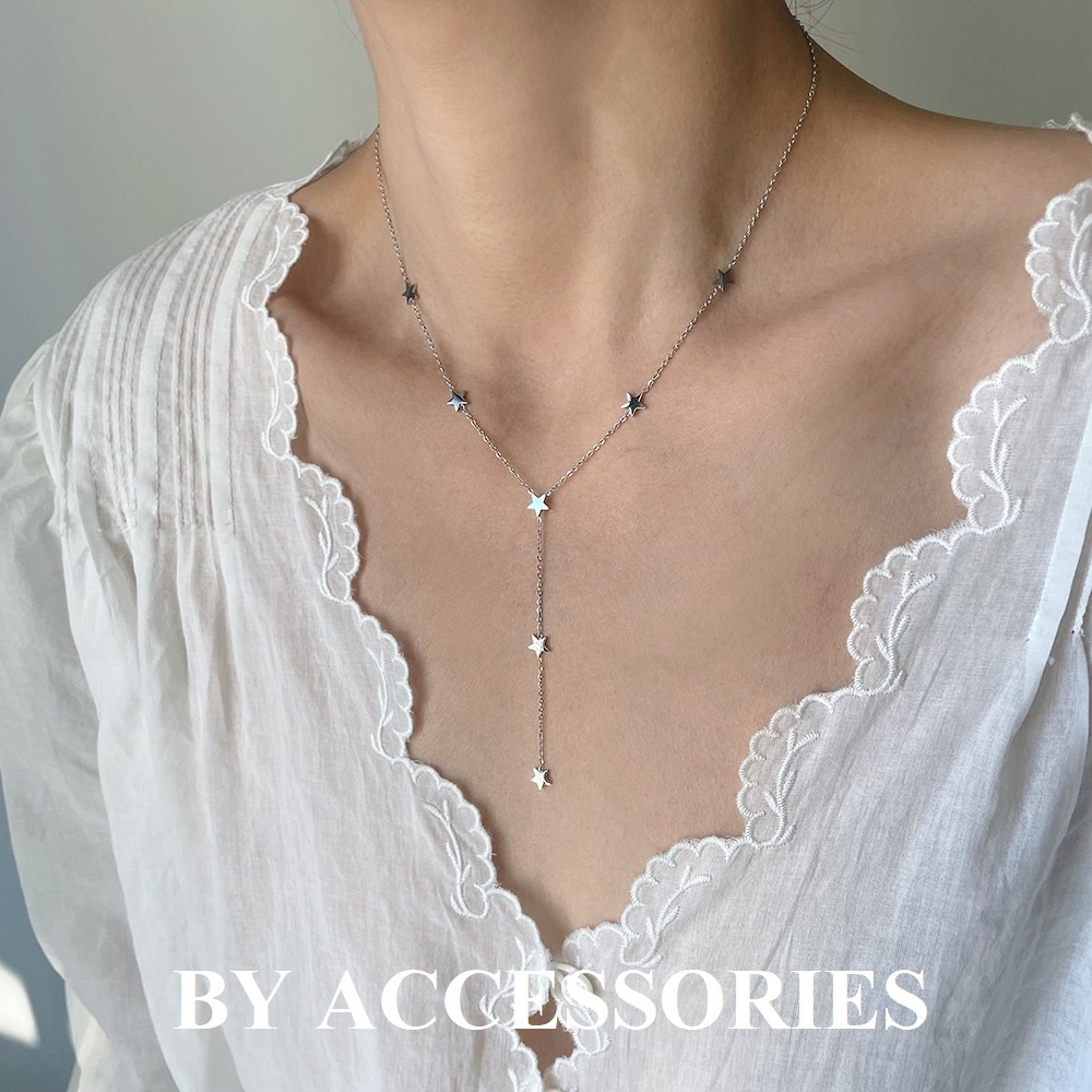Dây chuyền nữ titan dáng chữ Y xích mảnh phối ngôi sao nhỏ xinh không gỉ WN24112 BY ACCESSORIES